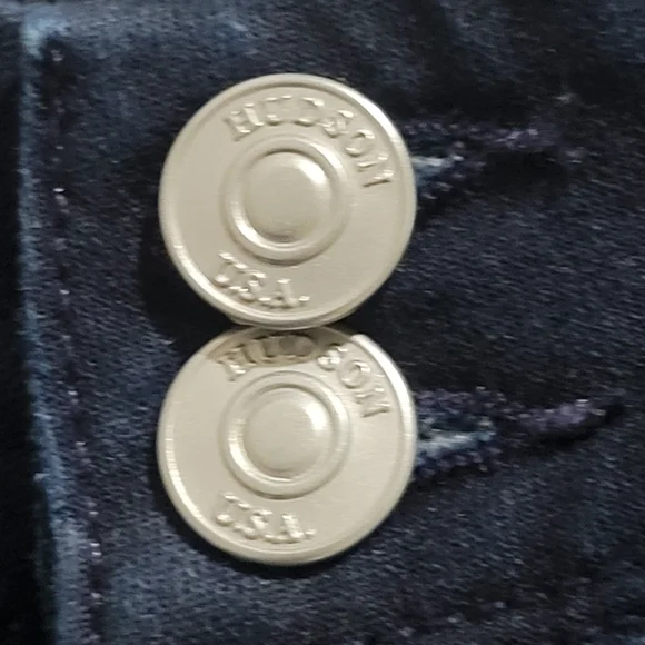 Hudson Women's Collin Vice Versa Skinny Gold Polka-Dot Denim Jeans Size 25 Dark - Picture 11 of 15